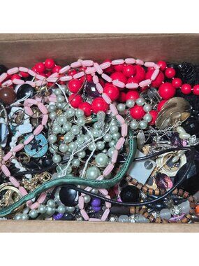 2lbs Costume Jewelry Bulk Lot Crafting Broken Repair Parts Junk Repurpose DIY